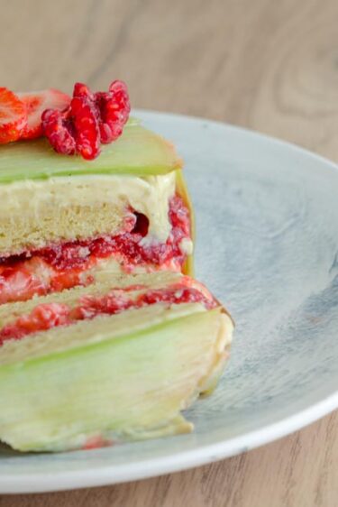 Entremet rhubarbe et fraises