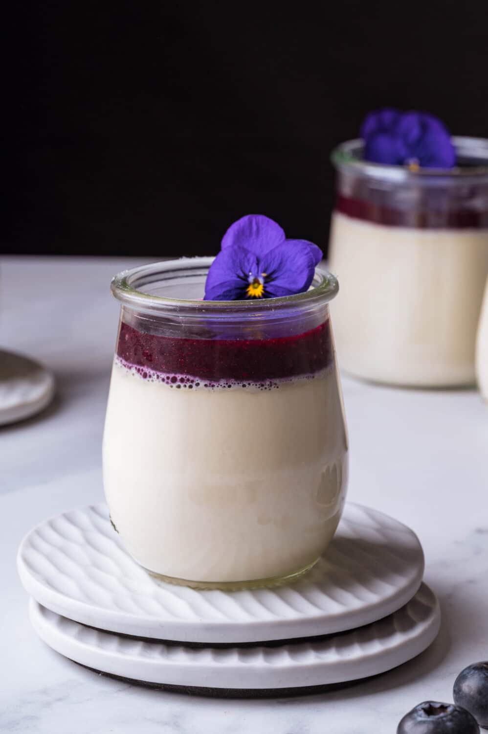 Panna cotta à la myrtille : une alliance subtile entre crème onctueuse et acidité fruitée pour un dessert aussi beau que délicieux.