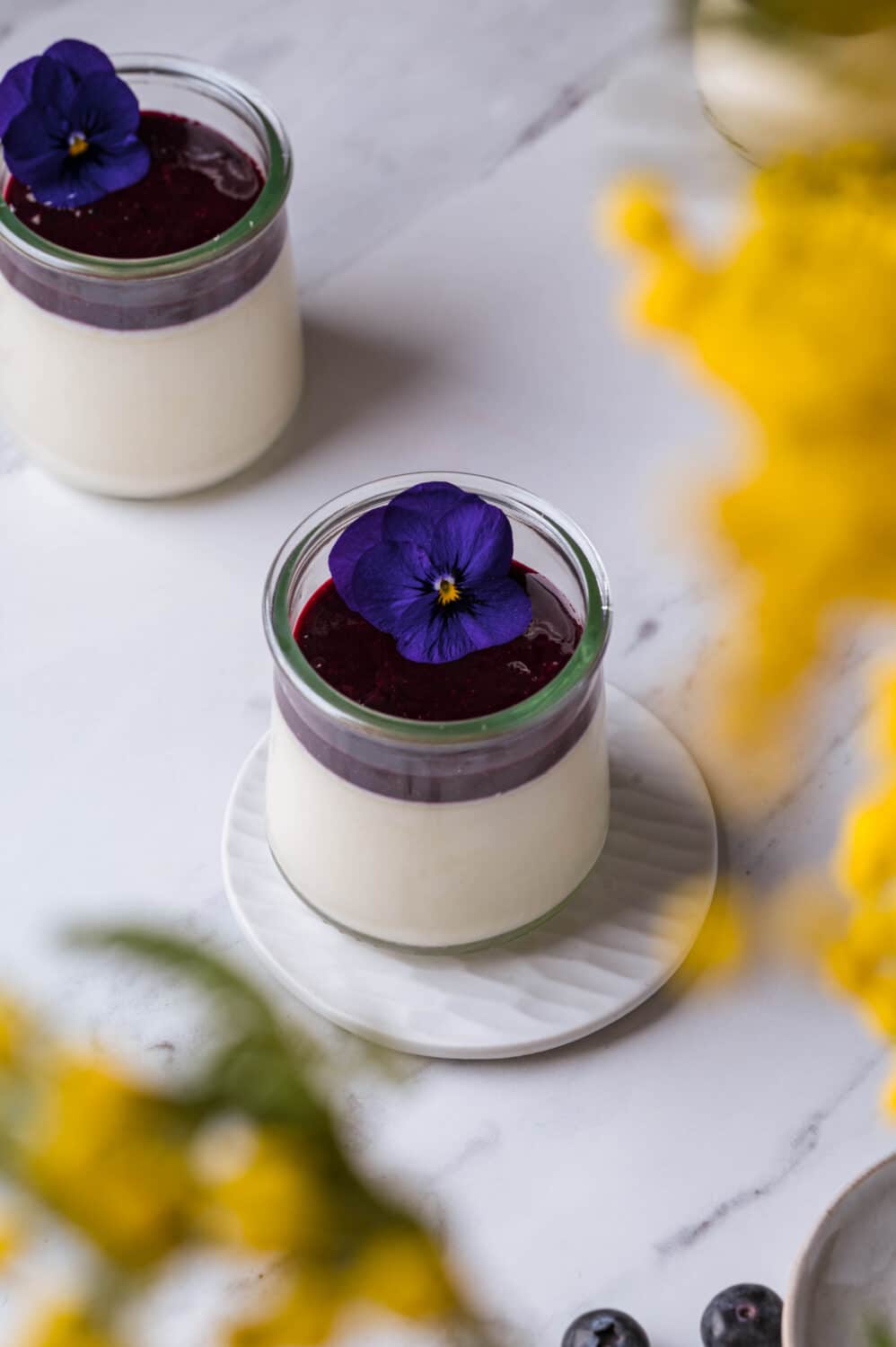 Panna cotta à la myrtille onctueuse et facile à réaliser. Une recette élégante avec coulis maison, parfaite pour un dessert frais et raffiné.